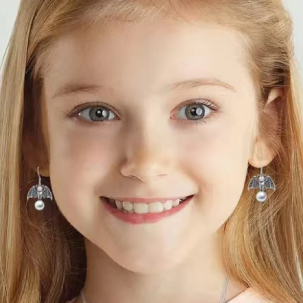 Cute Bat Earrings With Pearl